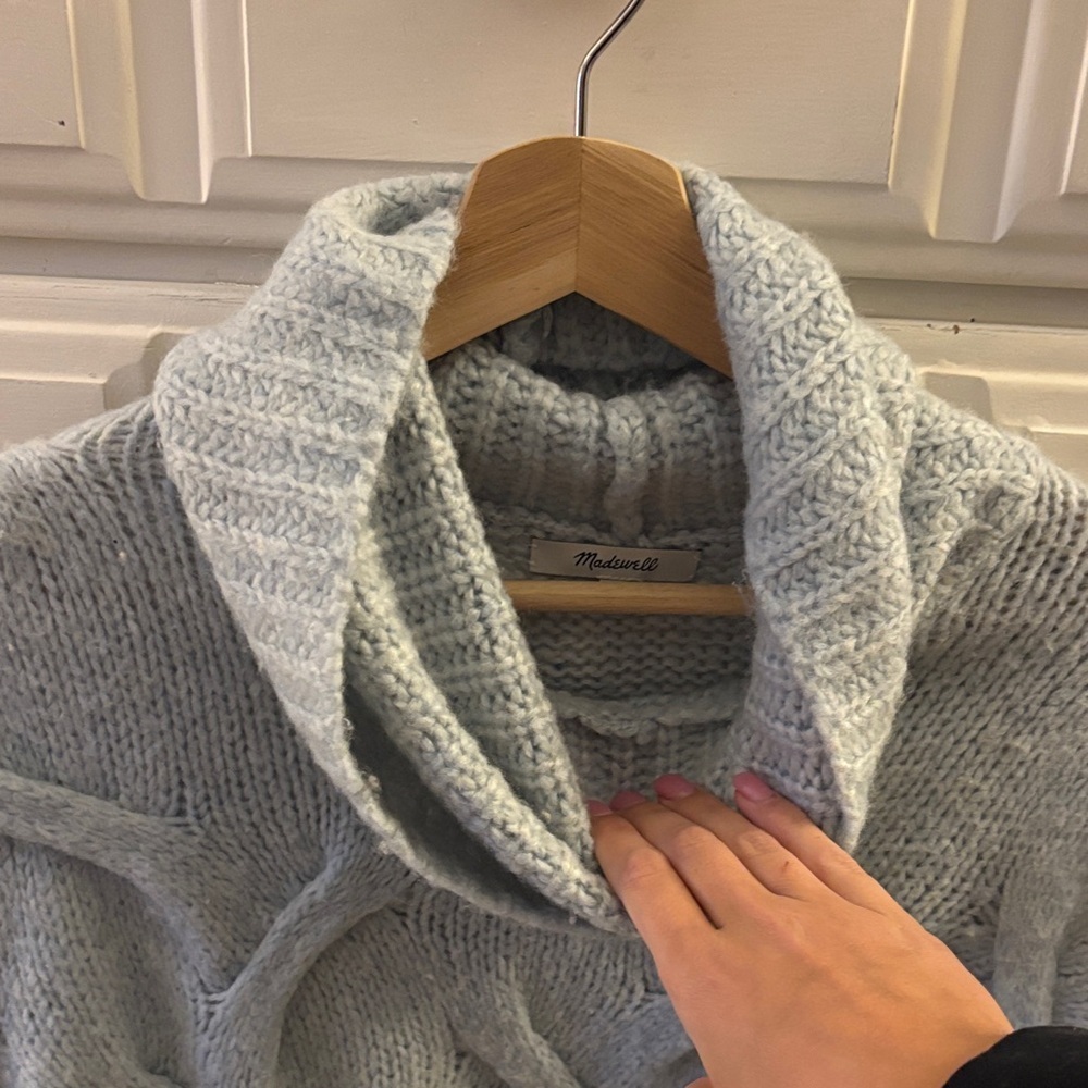 Madewell Somervell Modern Cable Turtleneck Sweater in Heather iceberg - Picture 7 of 7